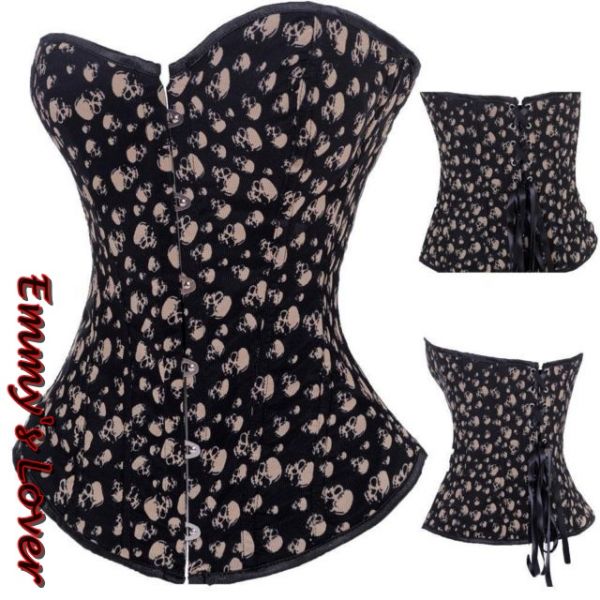 Corset c/ caveiras brancas