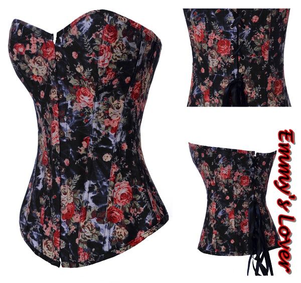 Corset floral preto
